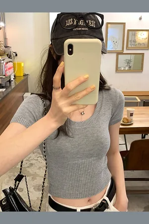 LULU & SKY Women Short Sleeves Solid Top