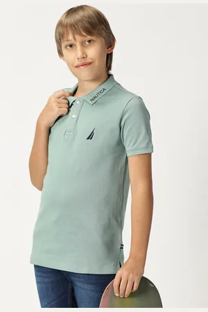 Nautica Boys Polo Collar Brand Logo Embroidered T-shirt