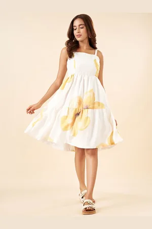 Pantaloons Floral Print Sleeveless Fit and Flare Dress