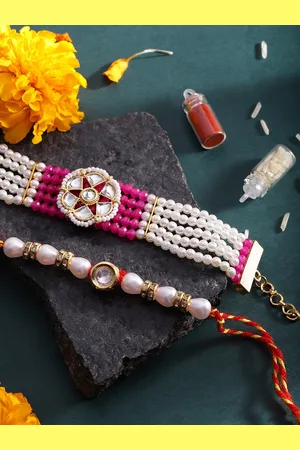 House of Pataudi Kundan Bhaiya Bhabhi Rakhi Gift Set