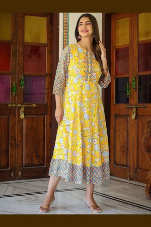 Kalini Women Floral Print Round Neck Maternity A-Line Midi Dress