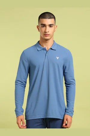 TECHNOSPORT Men UPF50 Solid Polo Collar Polyester Slim Fit Tshirt