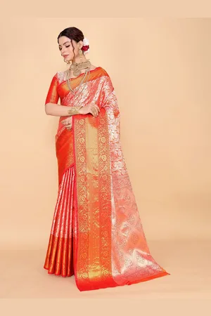 Jay Fashion Woven Design Zari Kanjeevaram Saree With Blouse Piece