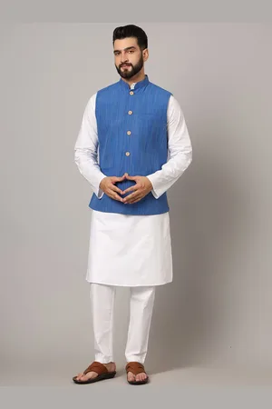 Latest Chikan Garments Striped Woven Nehru Jacket