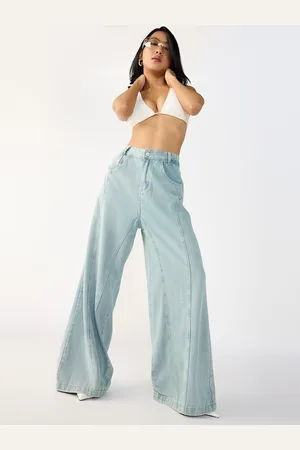 FREAKINS Women High-Rise Denim Flared Korean Jeans