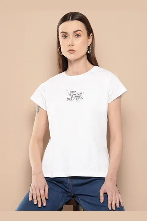 Chemistry Women Printed Round Neck Cotton Tshirt