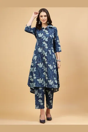 Pistaa Floral Printed Regular Pure Cotton Kurta with Palazzos