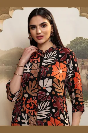 Vishudh Women Printed Top with Trousers & Jacket Co-ords Set