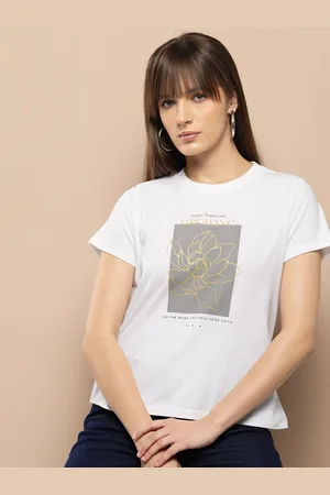 Chemistry Women Printed Round Neck Cotton Tshirt