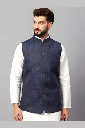Latest Chikan Garments Striped Woven Nehru Jacket