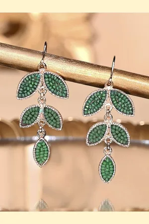 Accessorize Leaf Shaped Beaded Drop Earrings