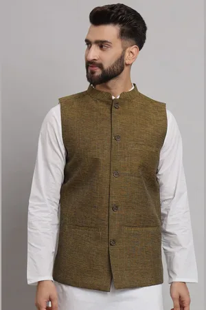 Latest Chikan Garments Striped Woven Nehru Jacket