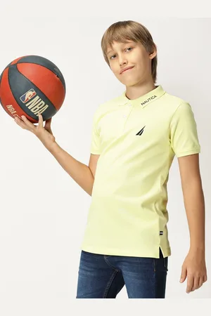 Nautica Boys Polo Collar Brand Logo Embroidered T-shirt