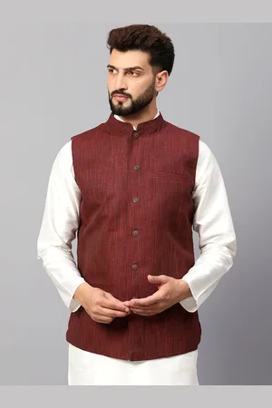Latest Chikan Garments Woven Design Nehru Jacket