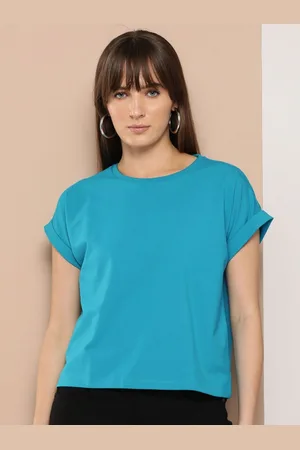 Chemistry Women Solid Round Neck Cotton Tshirt