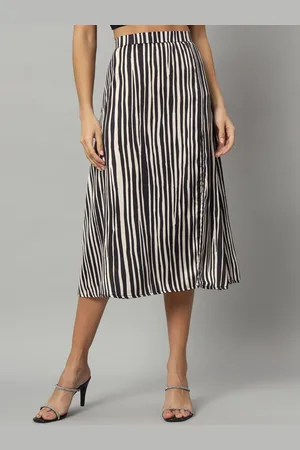 Mast & Harbour Striped A-line Midi Skirts