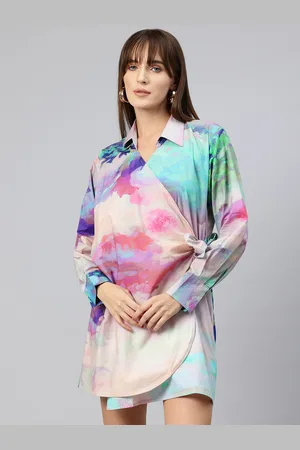 BUTA BUTI Abstract Printed Wrap Dress
