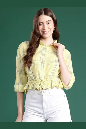DressBerry Checked Cotton Shirt Style Top