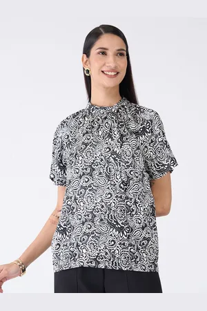 SALT ATTIRE Women Ethnic Motifs Tie-Up Neck Top