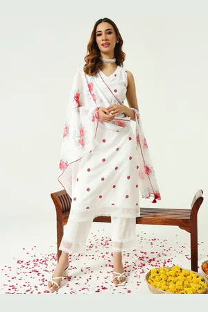 FIORRA Floral Printed Regular Pure Cotton Kurta with Trousers & Dupatta