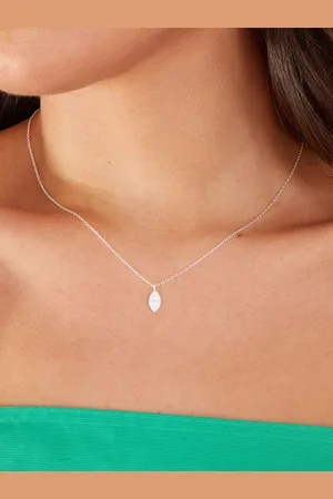 Accessorize London 925 Sterling Silver Hallmark Cubic Zirconia Marquise Pave Necklace