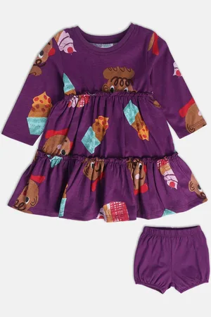 MINI KLUB Girls Cartoon Characters Printrd Fit & Flare Dress