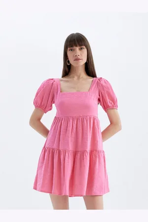 DeFacto Women Puff Sleeve Fit and Flare Mini Dress
