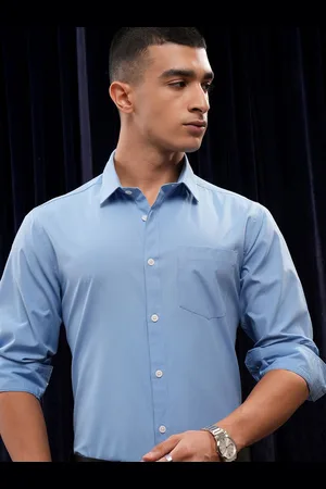 Highlander Men Office Regular Fit Mandarin Collar Full Sleeve Shirt