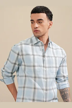 Highlander Men Moklino Dobby Textured Checked Stylized Pocket Relaxed Shirt