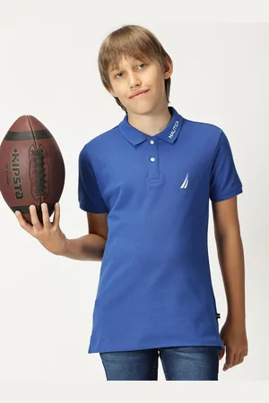 Nautica Boys Polo Collar Brand Logo Embroidered T-shirt