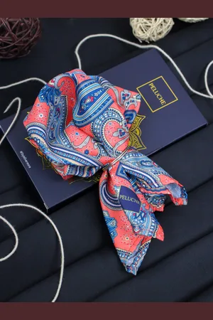 PELUCHE Men Pink & Blue Printed Pocket Square