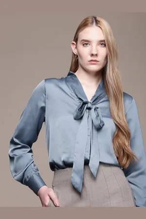 French Connection Tie-Up Neck Casual Shirt