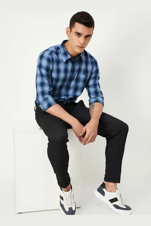 Max Collection Men Spread Collar Tartan Checks Checked Cotton Casual Shirt