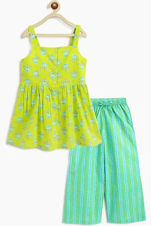 Campana Udita Girls Floral Printed Pure Cotton Anarkali Kurti With Palazzos