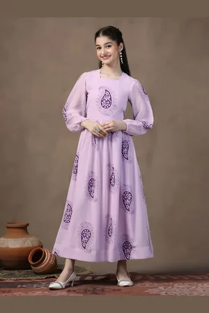 BAESD Girls Paisley Printed Georgette Maxi Dress