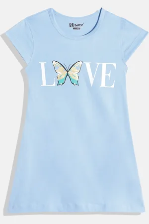 Eteenz Girls Premium Cotton Typography Printed A-Line Dress