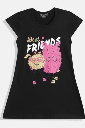 Eteenz Girls Premium Cotton Typography Printed A-Line Dress