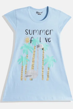 Eteenz Girls Premium Cotton Graphic Printed A-Line Dress