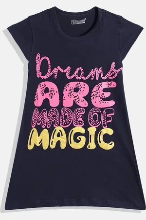 Eteenz Girls Premium Cotton Typography Printed A-Line Dress