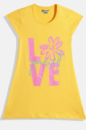 Eteenz Girls Premium Cotton Typography Printed A-Line Dress