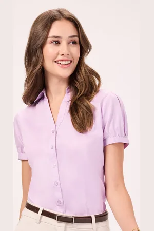 Bombay High Women India Slim Spread Collar Solid Cotton Slim Fit Semiformal Shirt