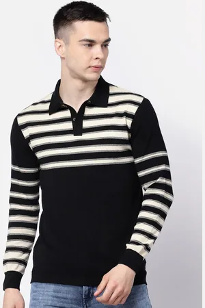 Kalt Men Striped Polo Collar T-shirt