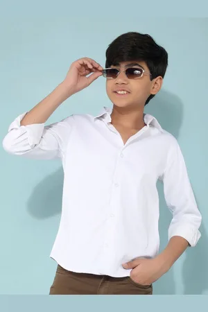 Crimsoune Club Boys Classic Slim Fit Opaque Casual Shirt