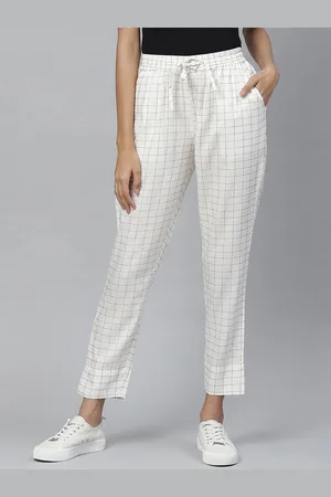Kalini Women Checked Mid-Rise Regular Fit Trousers
