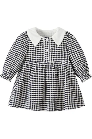 Stylecast Black Girls Checked Peter Pan Collar Puff Sleeves Maxi Fit & Flare Dress