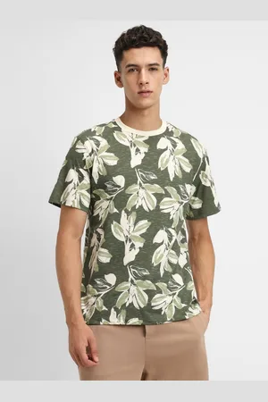 Forever 21 Men Floral Printed Round Neck Cotton T-Shirt