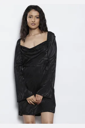 NA-KD Animal Print Cowl Neck Jacquard Sheath Mini Dress