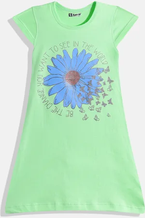 Eteenz Girls Premium Cotton Floral Printed A-Line Dress