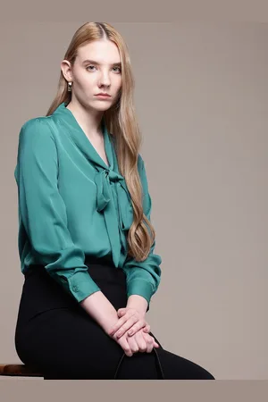 French Connection Tie-Up Neck Casual Shirt
