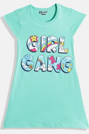 Eteenz Girls Premium Cotton Typography Printed A-Line Dress